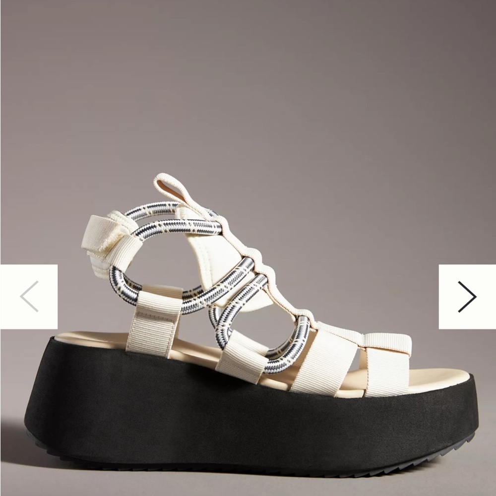 Anthropology Silent D Platform Sport Sandal in Cream and Black